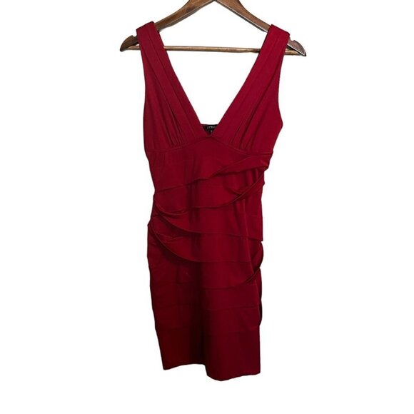Forever 21 Womens Red Plunging Vneck Sleeveless Bandage Bodycon Dress Medium - Picture 1 of 6